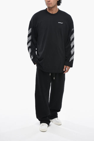 Long-Sleeve Crewneck T-Shirt PIXEL DIAG with Embroidery