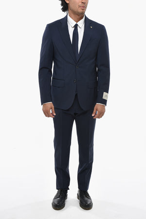 CC COLLECTION 2-Button Virgin Wool Stretch Suit With Flap Pockets