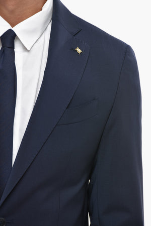 CC COLLECTION 2-Button Virgin Wool Stretch Suit With Flap Pockets