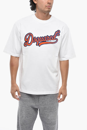 Cotton Crewneck T-Shirt With Sponge-Effect Logo