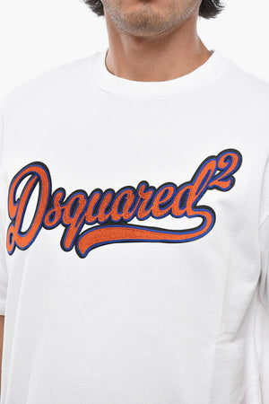 Cotton Crewneck T-Shirt With Sponge-Effect Logo