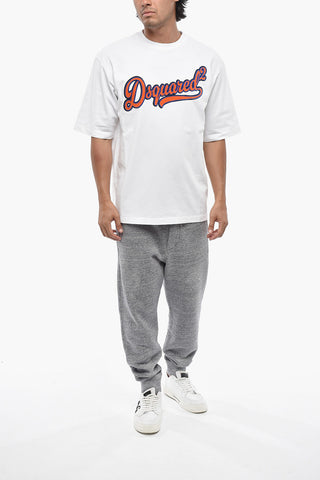 Cotton Crewneck T-Shirt With Sponge-Effect Logo