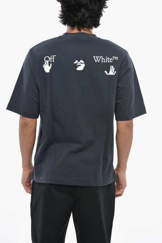 Crewneck Solid-Color T-Shirt with Contrast Print