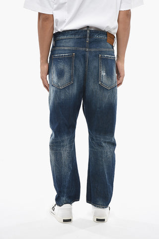 Jeans DAN'S BIG BROTHER a Gamba Dritta con Patch in Suede 19cm