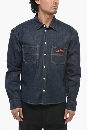 ICON Camicia in Denim con Ricamo in Rilievo