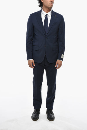 CC COLLECTION 2-Button Virgin Wool Stretch Suit Double Vent Classic Notch Lapel