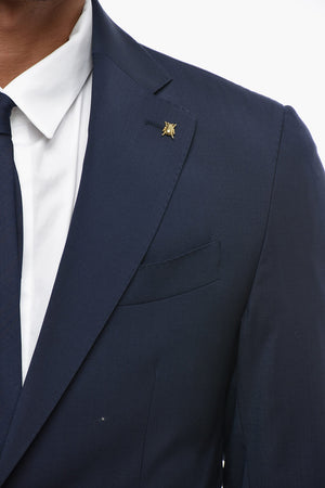 CC COLLECTION 2-Button Virgin Wool Stretch Suit Double Vent Classic Notch Lapel