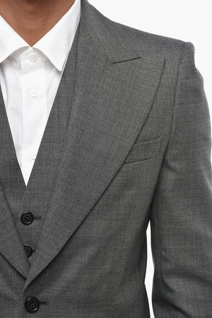 abito tre pezzi con gilet in lana vergine revers a lancia	