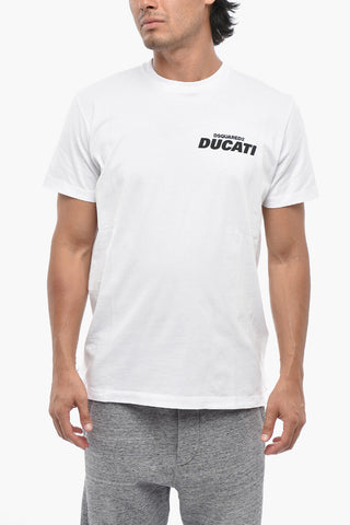 DUCATI Cotton Crewneck T-Shirt With Contrast Print