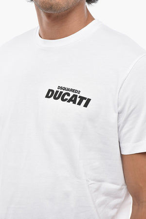 DUCATI Cotton Crewneck T-Shirt With Contrast Print