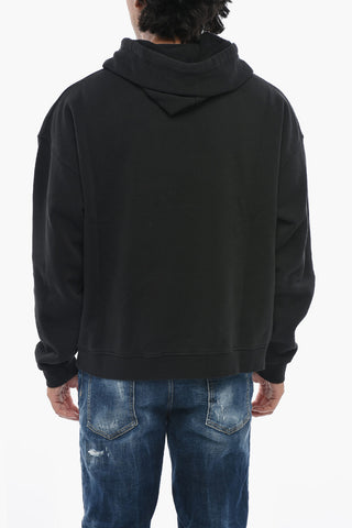 Cotton Fleece Hoodie With Large Patch Pocket