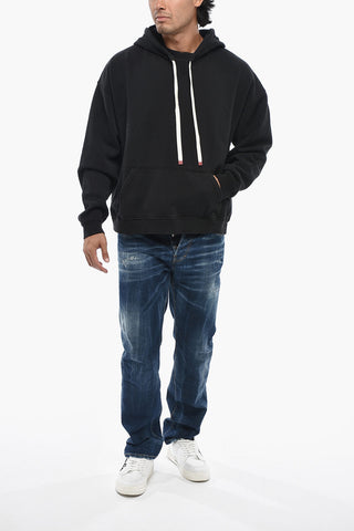 Cotton Fleece Hoodie With Large Patch Pocket