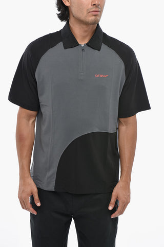PARIS HILINSKI Polo in Nylon Bicolore con Mezza Zip
