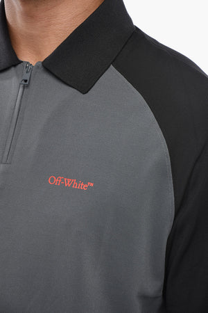 PARIS HILINSKI Polo in Nylon Bicolore con Mezza Zip