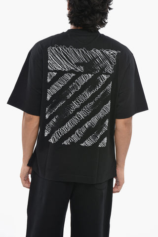 T-Shirt Girocollo SCRIBBLE DIAG in Jersey di Cotone