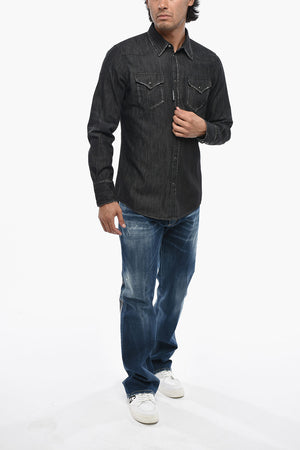 Light Denim Shirt CLASSIC WESTERN With Double Pocket