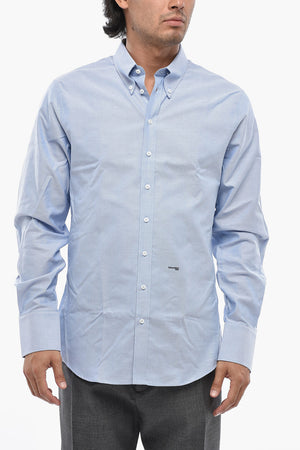 Camicia Button-down in Cotone Hopsack