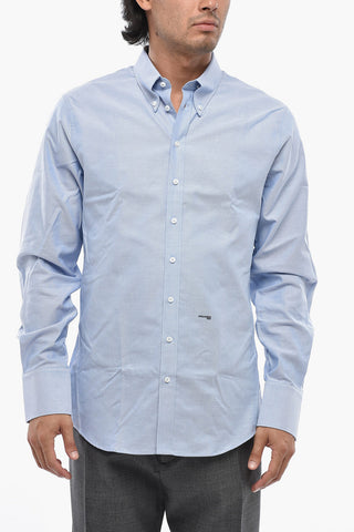 Camicia Button-down in Cotone Hopsack