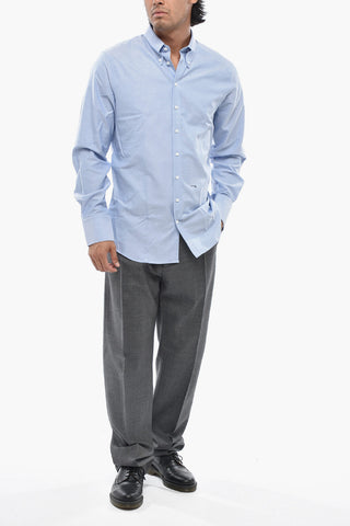 Camicia Button-down in Cotone Hopsack