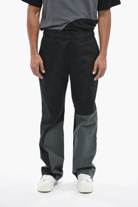Pantaloni Chino Bicolore con Logo Stampato