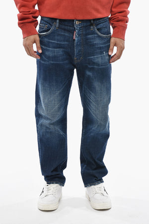 Jeans BRO in Denim Stretch con Patch in Pelle 19cm
