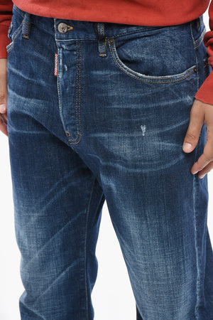 Jeans BRO in Denim Stretch con Patch in Pelle 19cm