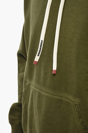 Felpa Hoodie RELAX FIT in Cotone Garzato con Tasca a Canguro
