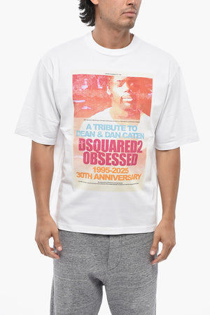 Cotton Crew Neck T-Shirt with Maxi Front Print