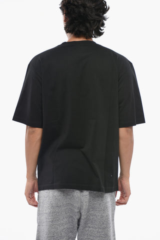 T-shirt Girocollo in Cotone con Stampa a Contrasto