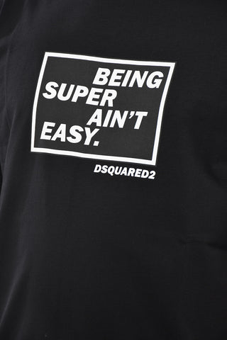 T-shirt Girocollo in Cotone con Stampa a Contrasto
