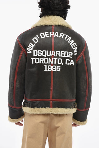 Shearling-Jacke mit aufgedrucktem Logo