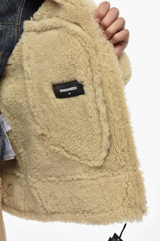 Shearling-Jacke mit aufgedrucktem Logo
