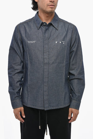 Camicia in Cotone Chambray con Logo Stampato