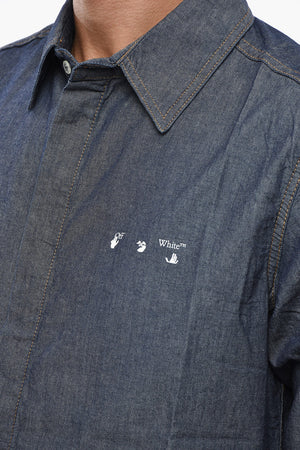 Camicia in Cotone Chambray con Logo Stampato