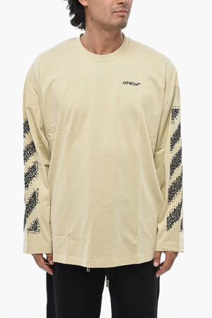T-Shirt Girocollo PIXEL DIAG a Maniche Lunghe con Ricami