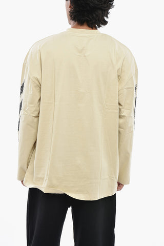 Crewneck T-Shirt PIXEL DIAG Long-Sleeve with Embroidery