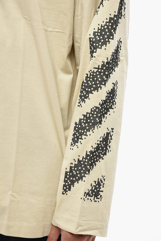 Crewneck T-Shirt PIXEL DIAG Long-Sleeve with Embroidery