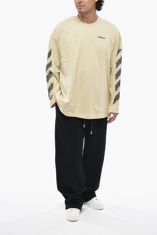 Crewneck T-Shirt PIXEL DIAG Long-Sleeve with Embroidery