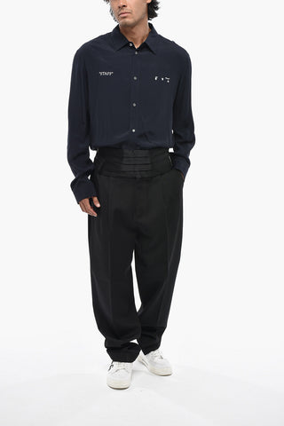 MAGLIANO Pantaloni Tuxedo in Lana Vergine con Zip Laterale