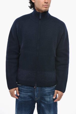 Maglia in Misto Lana a Costine con Chiusura Zip