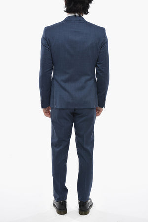 CC COLLECTION 2-Button Virgin Wool Suit Double Vent Classic Notch Lapel