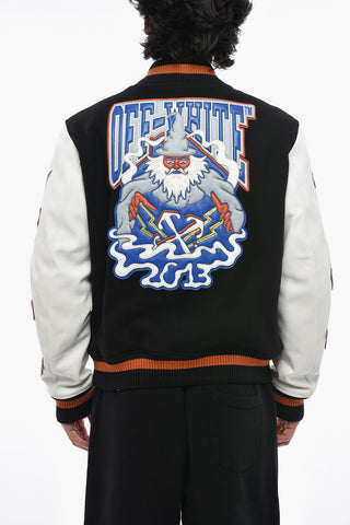 Varsity Wool-Blend Bomber WIZ LEA with Leather Sleeves