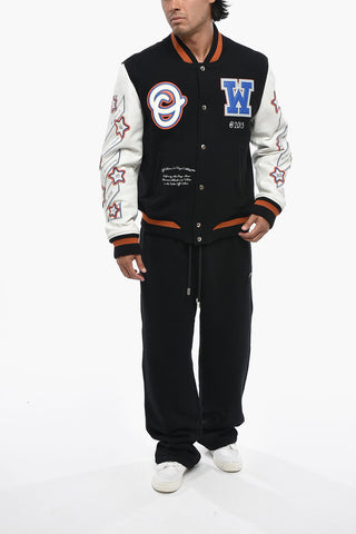 Varsity Wool-Blend Bomber WIZ LEA with Leather Sleeves
