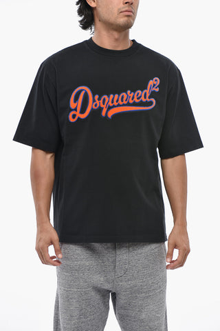 Cotton Crewneck T-Shirt With Sponge-Effect Logo