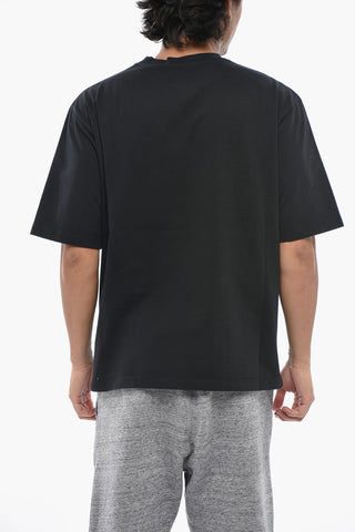 Cotton Crewneck T-Shirt With Sponge-Effect Logo