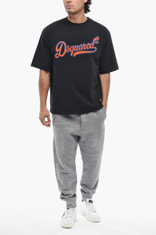 Cotton Crewneck T-Shirt With Sponge-Effect Logo