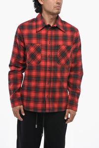 Camicia in Flanella Motivo Tartan con Stampa Posteriore