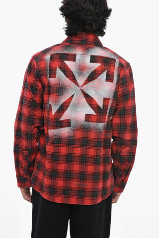 Flannel Shirt with Tartan Pattern and Back Print