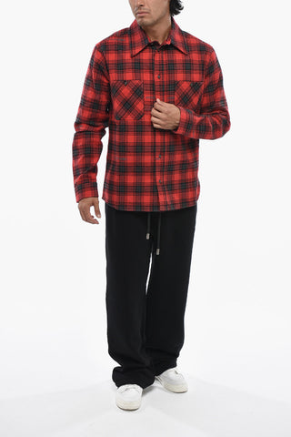 Flannel Shirt with Tartan Pattern and Back Print