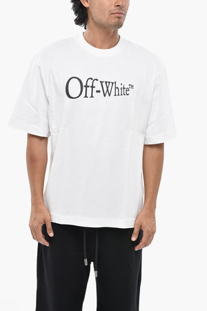 T-Shirt Girocollo in Tinta Unita con Stampa a Contrasto
